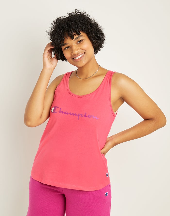 Champion Dame Tank Top Koral - Classic Script Logo - Danmark EFO-215684